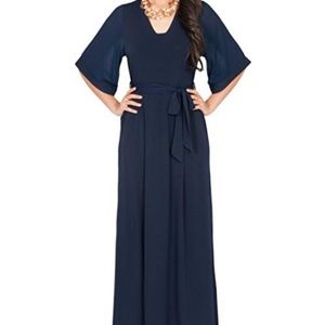 Navy 3/4 half sleeve maxi dress